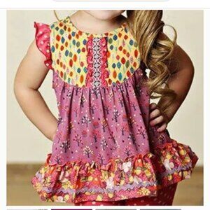 Matilda Jane Friends Forever Dress Girls 2T Boho Patchwork Leaf Print Boutique